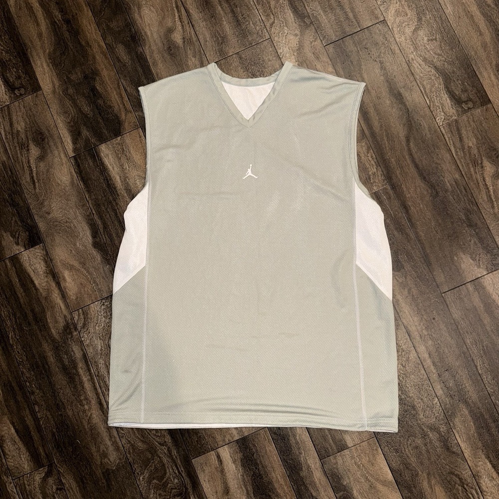 Air Jordan Reversible Athletic Tank Top Jersey Basketball Men's Large Grey White